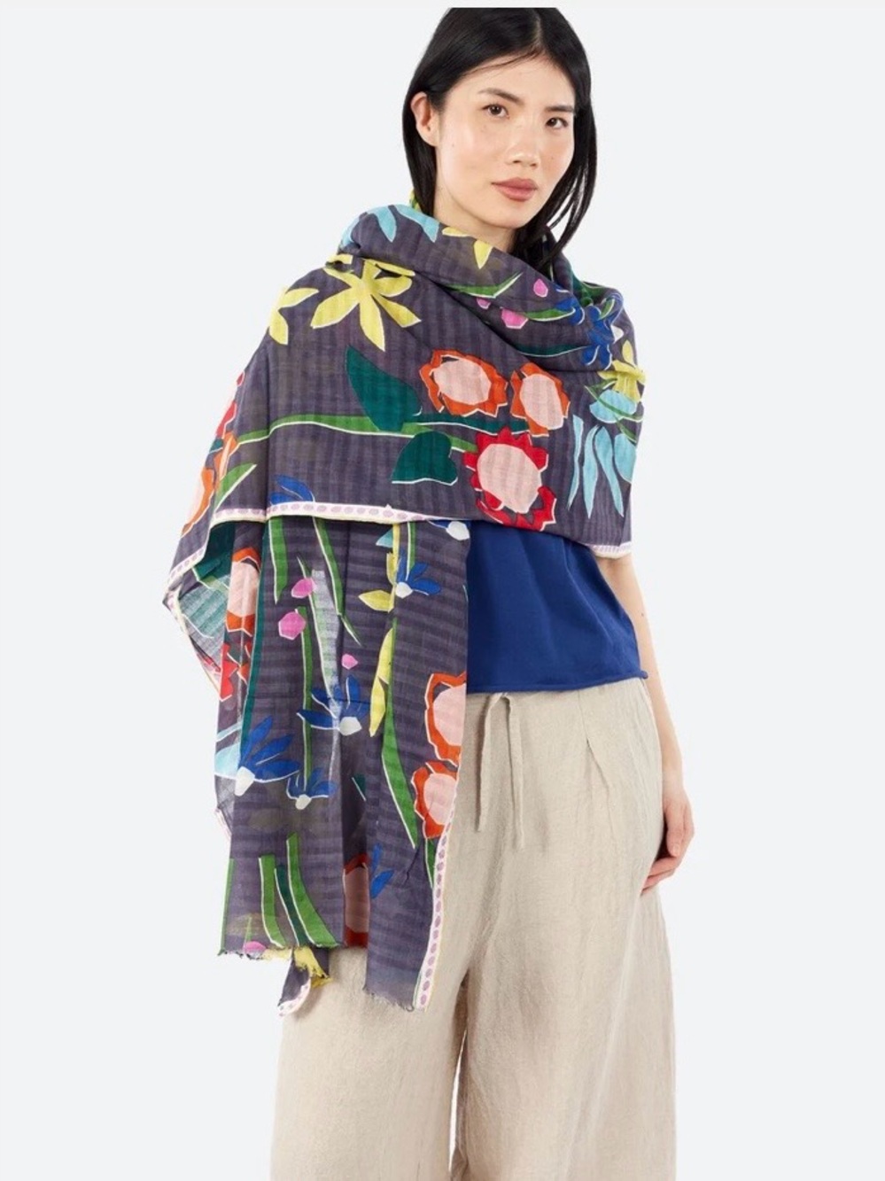 NWT Epice 100% Cotton Women's Floral Lightweight Scarf